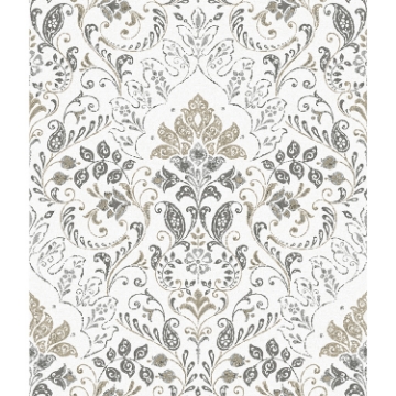 Picture of Persian Damask Peel and Stick Wallpaper - Gray