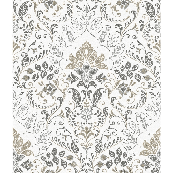 Picture of Persian Damask Peel and Stick Wallpaper - Gray