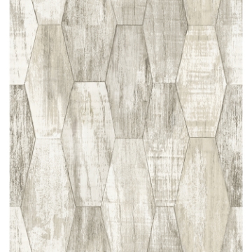 Picture of Wood Hexagon Tile Peel & Stick Wallpaper - Grey