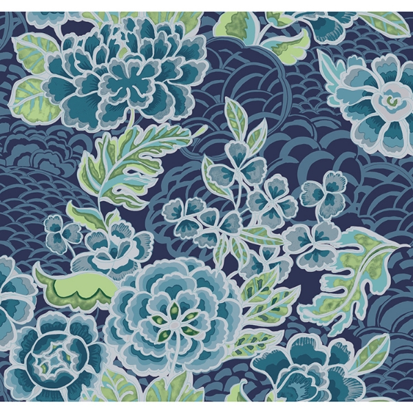 Picture of Waverly Zen Garden Peel and Stick Wallpaper - Blue