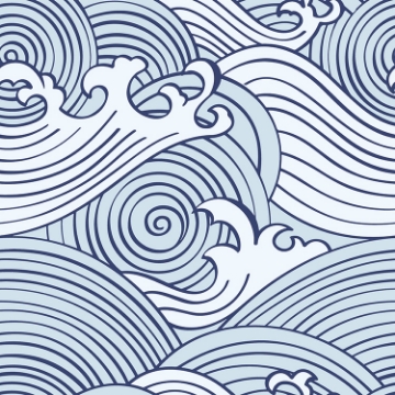 Picture of Asian Waves Peel & Stick Wallpaper - Blue