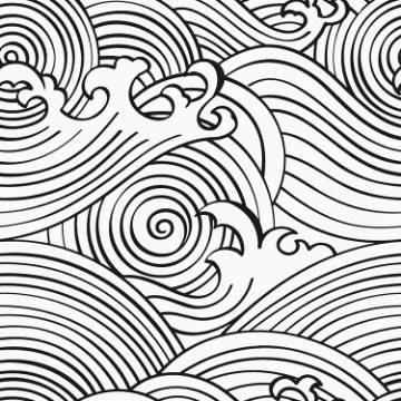 Picture of Asian Waves Peel & Stick Wallpaper - Black