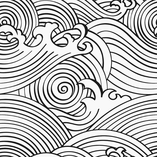 Picture of Asian Waves Peel & Stick Wallpaper - Black