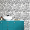 Picture of Asian Waves Peel & Stick Wallpaper - Black