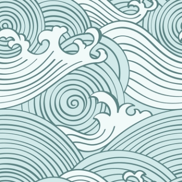 Picture of Asian Waves Peel & Stick Wallpaper - Teal