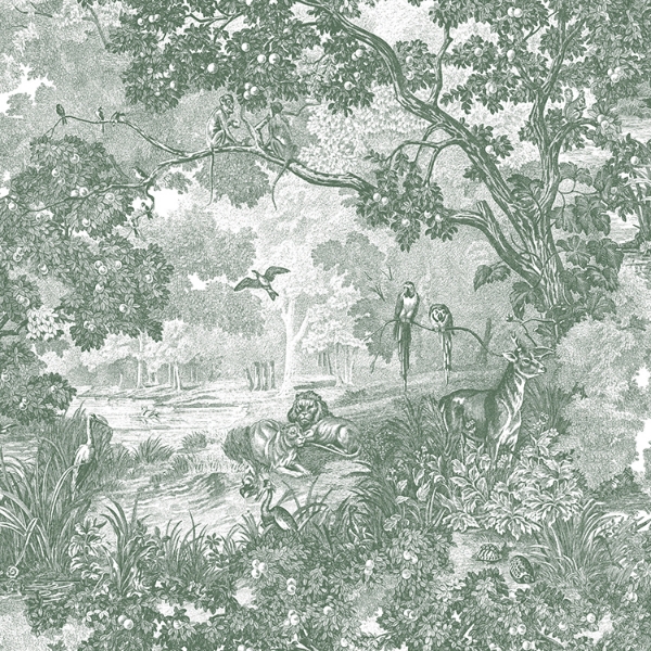 Picture of Jungle Toile Peel and Stick Wallpaper - Green