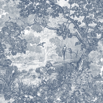 Picture of Jungle Toile Peel and Stick Wallpaper - Blue