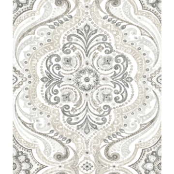 Picture of Bohemian Damask Peel and Stick Wallpaper - Taupe