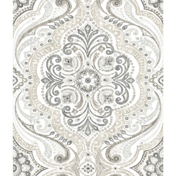 Picture of Bohemian Damask Peel and Stick Wallpaper - Taupe