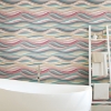 Picture of Mosaic Waves Peel and Stick Wallpaper - Pink