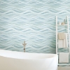 Picture of Mosaic Waves Peel and Stick Wallpaper - Blue