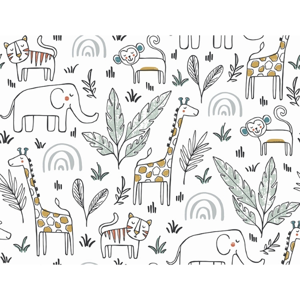 Picture of Jungle Menagerie Peel and Stick Wallpaper - Yellow