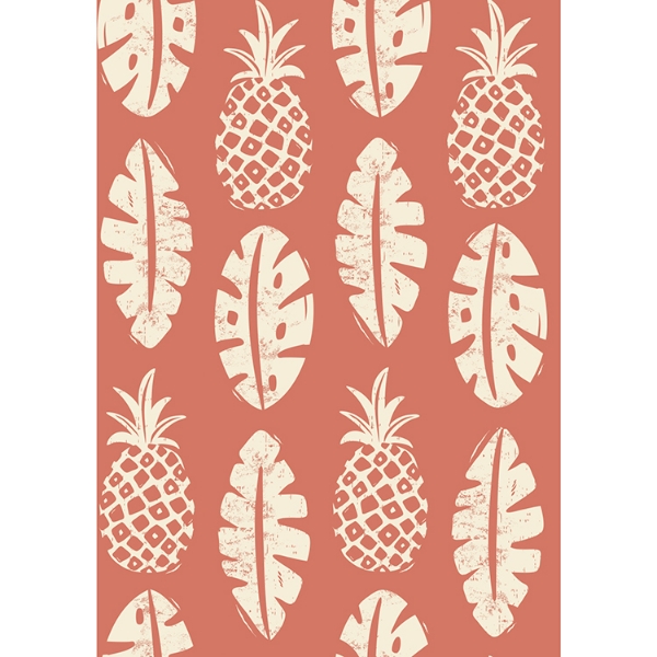 Picture of Pineapple Block Print Peel and Stick Wallpaper - Coral