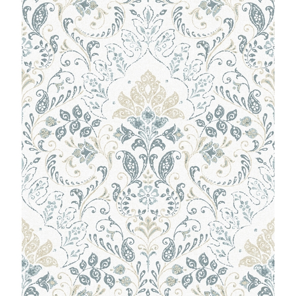 Picture of Persian Damask Peel and Stick Wallpaper - White