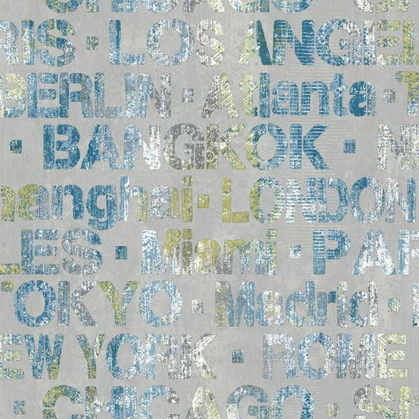 Picture of Cities of the World Peel and Stick Wallpaper - Blue