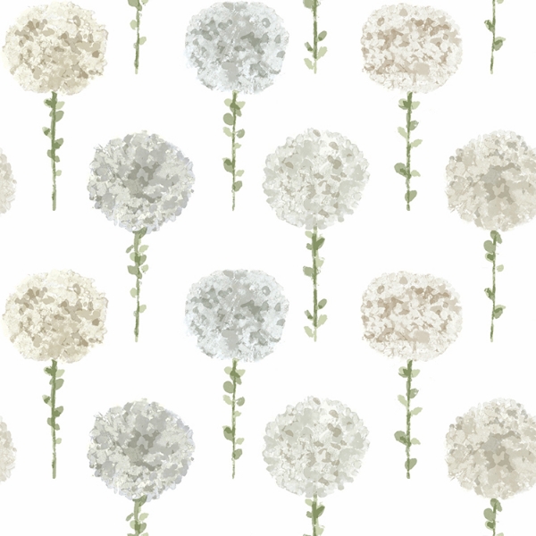 Picture of Mum Floral Peel & Stick Wallpaper - Grey