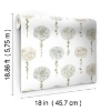 Picture of Mum Floral Peel & Stick Wallpaper - Grey