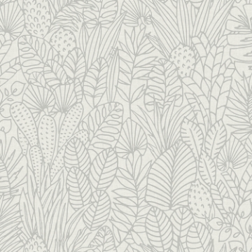 Picture of Tropical Leaves Sketch Peel and Stick Wallpaper - Beige