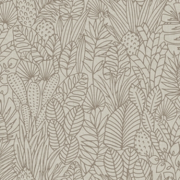 Picture of Tropical Leaves Sketch Peel and Stick Wallpaper - Taupe