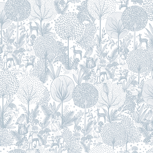 Picture of Forest Friends Peel & Stick Wallpaper - Blue