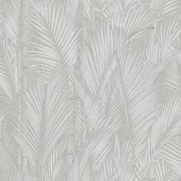 Picture of Swaying Fronds Peel & Stick Wallpaper - Grey