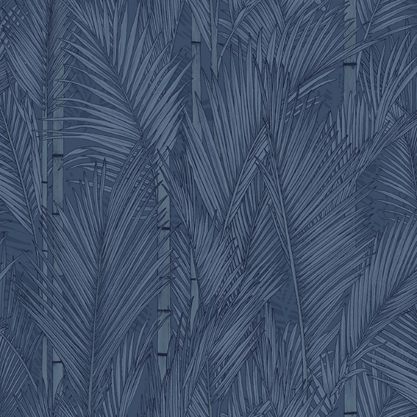 Picture of Swaying Fronds Peel & Stick Wallpaper - Navy