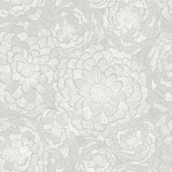 Picture of Zen Dahlia Peel and Stick Wallpaper - Grey/White