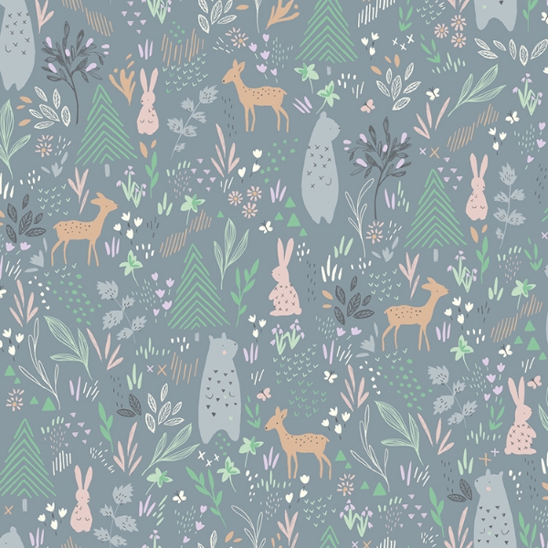 Picture of Spring Forest Pals Peel & Stick Wallpaper - Green