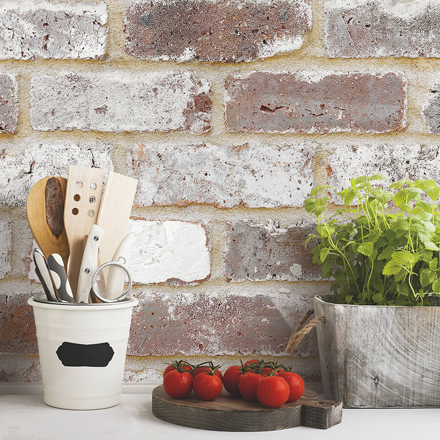Reclaimed Brick Peel and Stick Wallpaper - Brown | RoomMates Décor