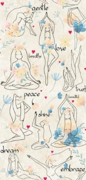 Picture of Yoga Goddesses Peel And Stick Wallpaper - Blue