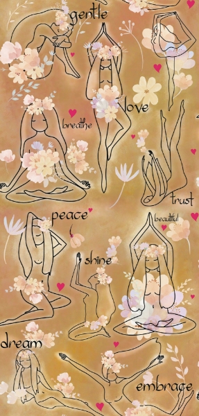 Picture of Yoga Goddesses Peel And Stick Wallpaper - Brown