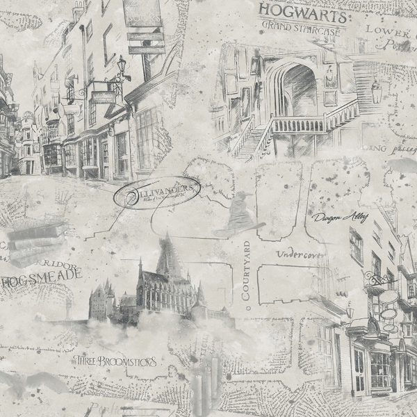 Picture of Harry Potter Map Peel and Stick Wallpaper - Taupe