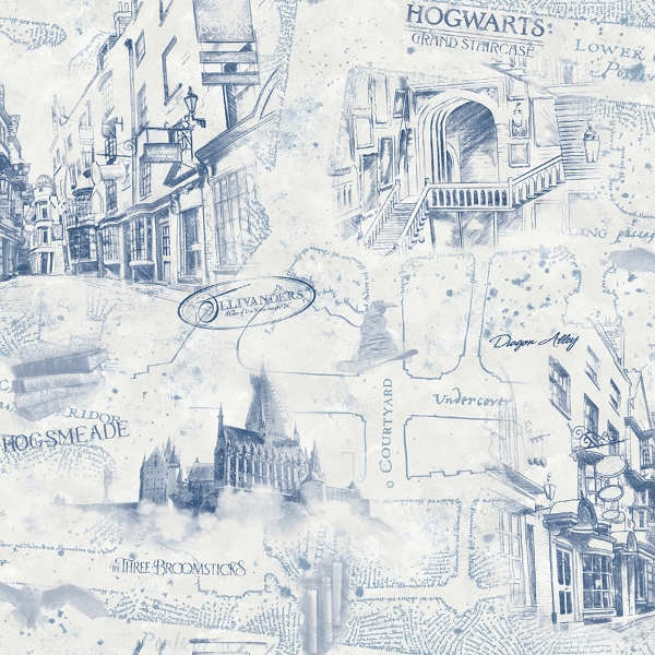 Picture of Harry Potter Map Peel and Stick Wallpaper - Blue