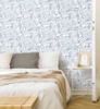 Picture of Beth Schneider Floral Sketch Peel & Stick Wallpaper - Blue