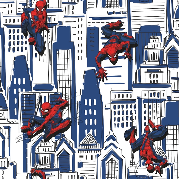 Picture of Spider-Man Cityscape Peel And Stick Wallpaper - Blue