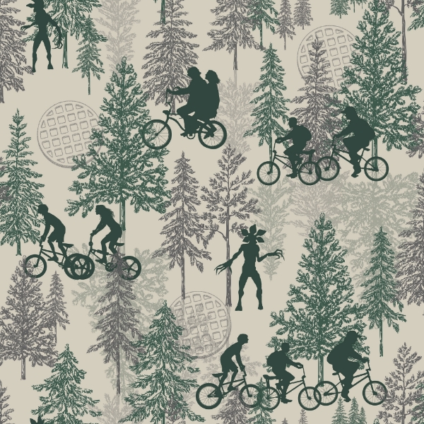 Picture of Netflix Stranger Things Hawkins Woods Wallpaper - Taupe/Green