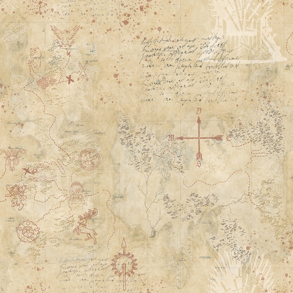 Picture of Game Of Thrones Map Peel & Stick Wallpaper - Tan