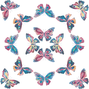 Picture of EttaVee Papillon Peel & Stick Wallpaper - Pink & Blue