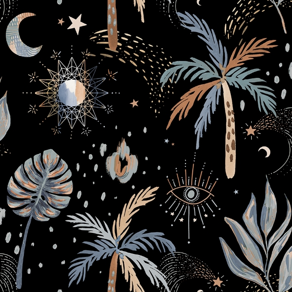 Picture of EttaVee Nuit Tropicale Peel & Stick Wallpaper - Black