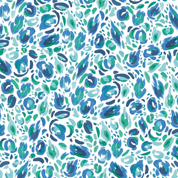 Picture of EttaVee Brushstroke Leopard Peel & Stick Wallpaper - Blue & Green