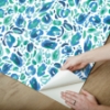 Picture of EttaVee Brushstroke Leopard Peel & Stick Wallpaper - Blue & Green