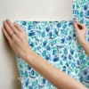 Picture of EttaVee Brushstroke Leopard Peel & Stick Wallpaper - Blue & Green