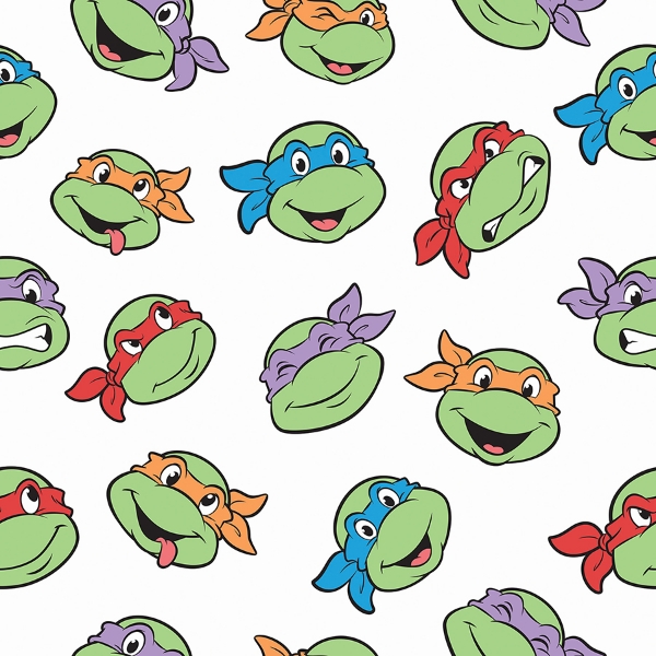 Picture of Teenage Mutant Ninja Turtles Character Faces Peel and Stick Wallpaper - White