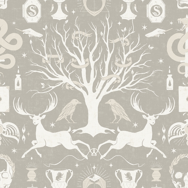 Picture of Harry Potter Horcrux Damask Peel and Stick Wallpaper - Cream