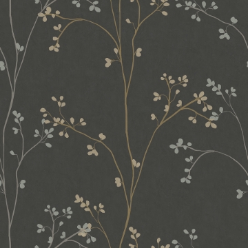 Picture of Blossom Stripe Black Peel & Stick Wallpaper - black