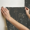 Picture of Blossom Stripe Black Peel & Stick Wallpaper - black