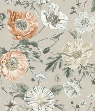 Picture of Vintage Poppy Peel & Stick Wallpaper - Roll