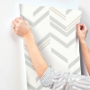 Picture of Chevron Stripe Peel and Stick Wallpaper - Gray