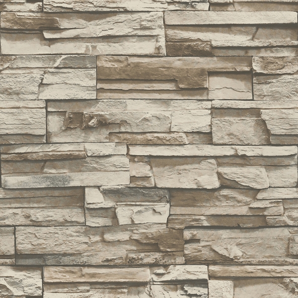 Picture of Stacked Stone Peel and Stick Wallpaper - Brown