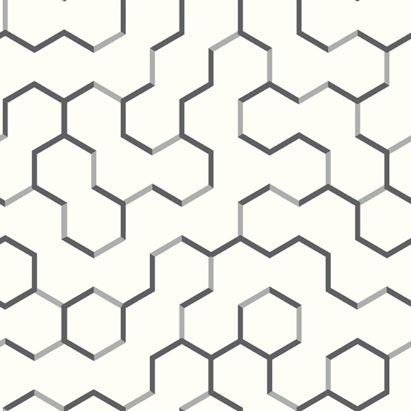 Picture of Open Geometric Peel and Stick Wallpaper - Gray